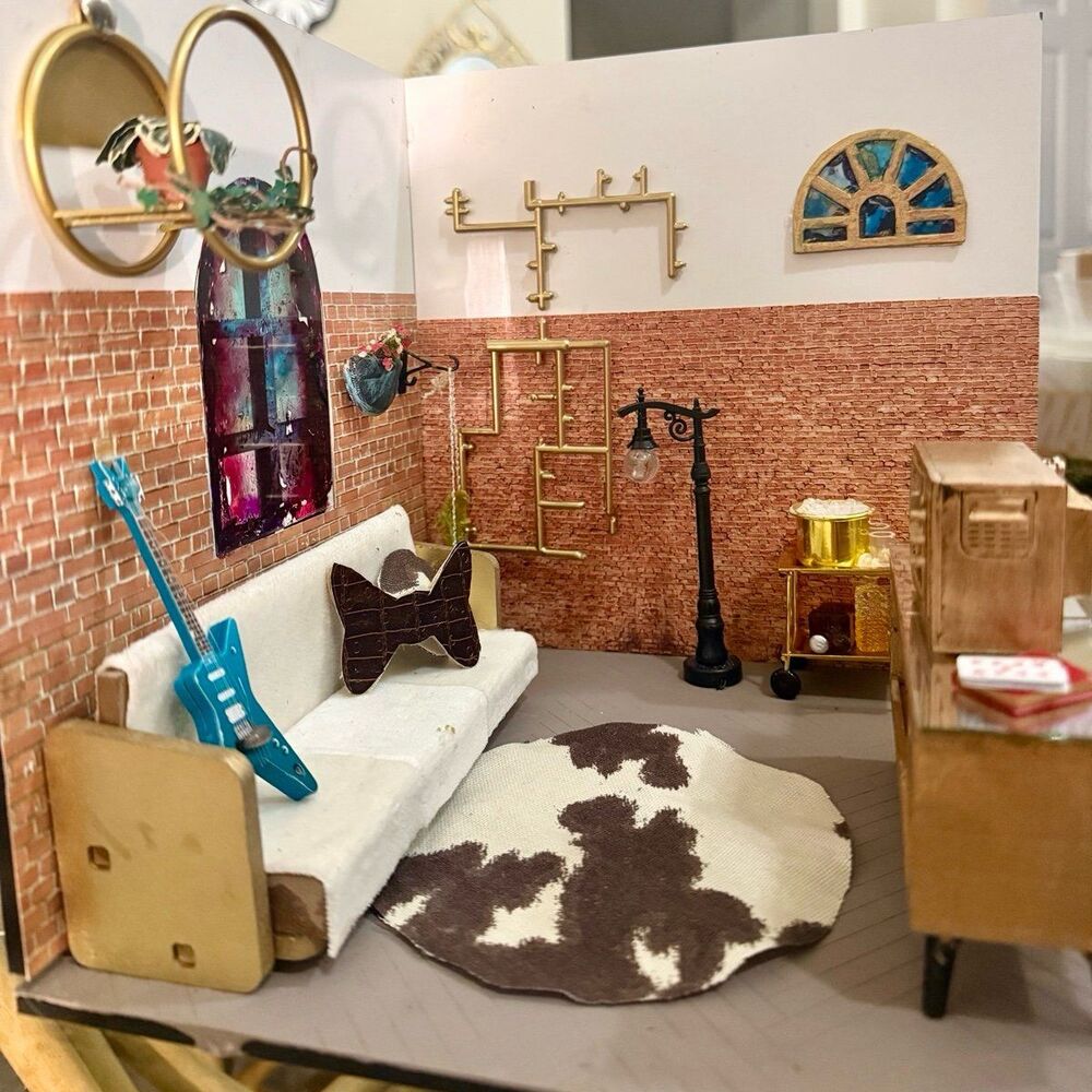 Handmade Miniature Industrial Loft Dollhouse Room Box